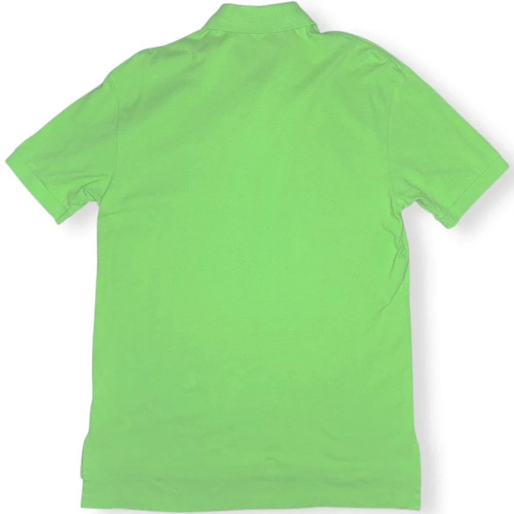 Polo Ralph Lauren Men's L Green Short Sleeve Polo Shirt Pink Pony 100% Cotton‎